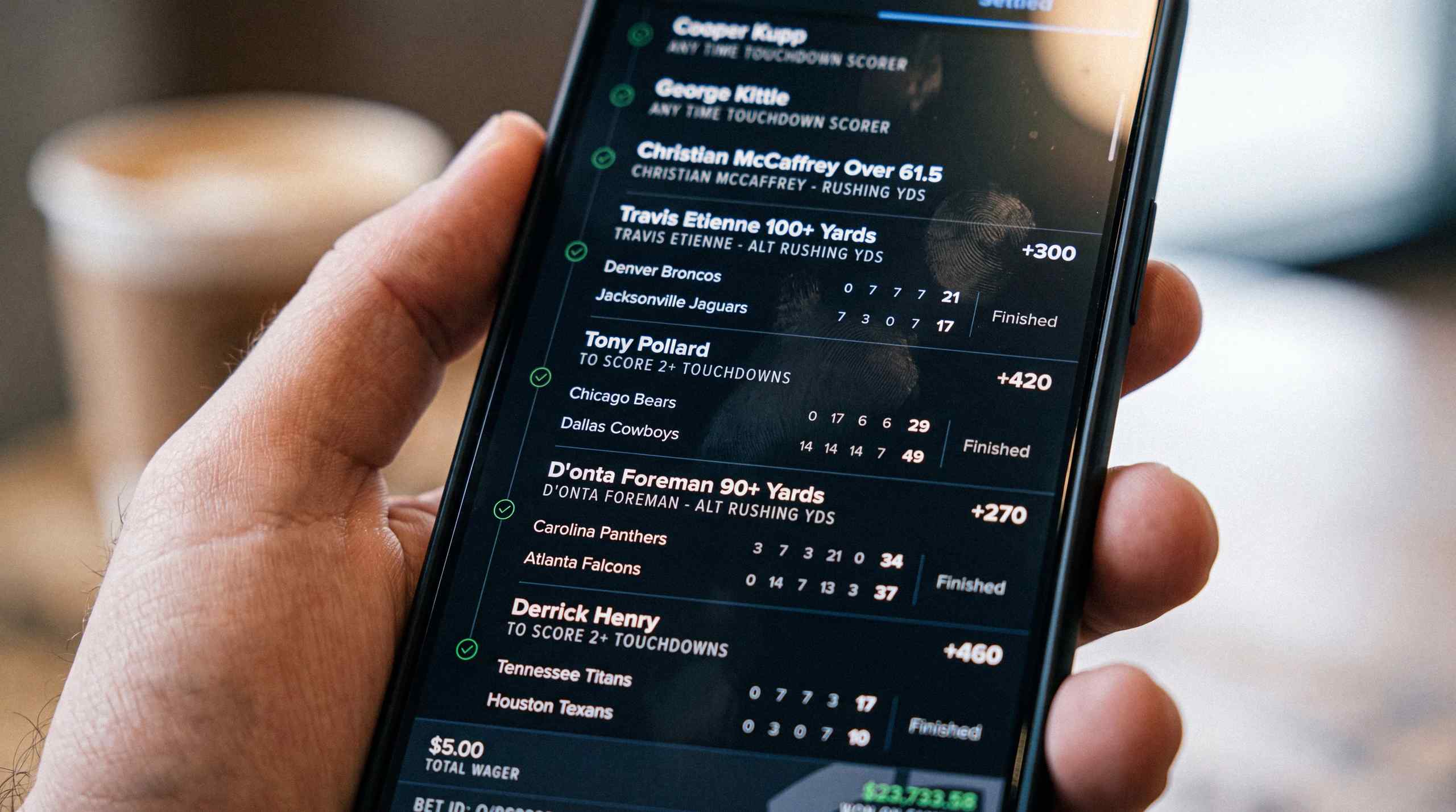 Checking odds on a smartphone.